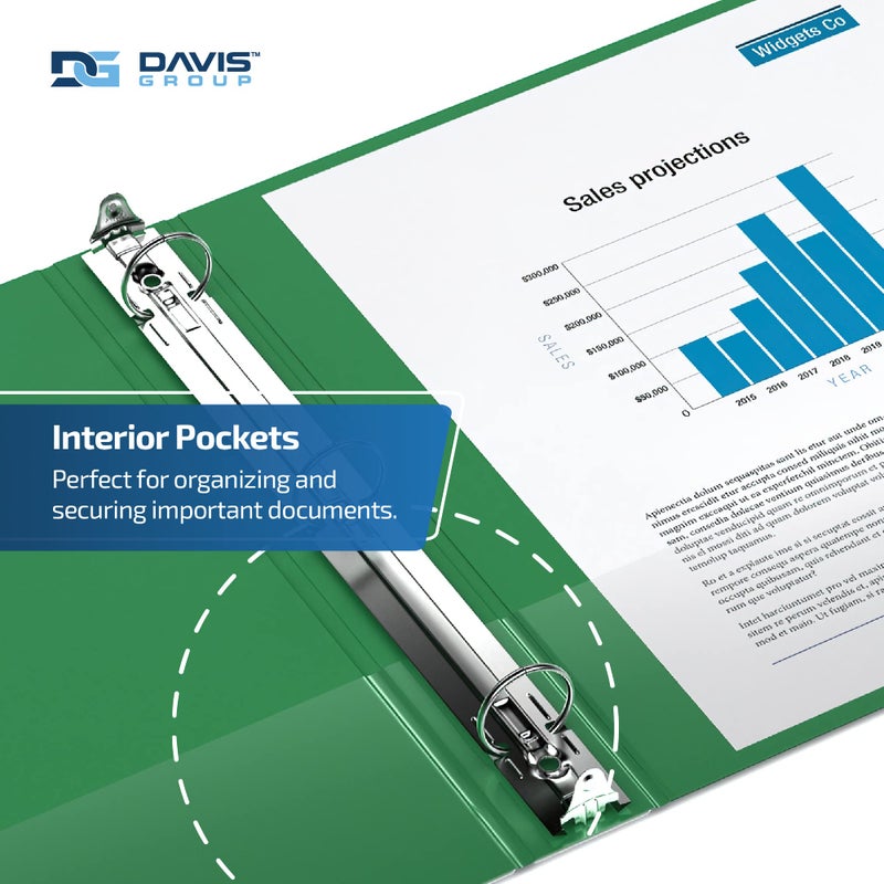 Davis Group مجلدات Easyview Premium ذات 3 حلقات مع أغطية شفافة وحلقات دائرية، مجلدات للمدرسة أو المكتب، 1 بوصة، عبوة من 6 قطع، أخضر - Image 5
